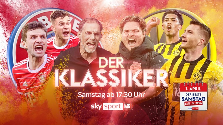  Der Serienmeister empfängt den Spitzenreiter: der Klassiker Bayern München gegen Borussia Dortmund am Samstag live und exklusiv bei Sky und WOW